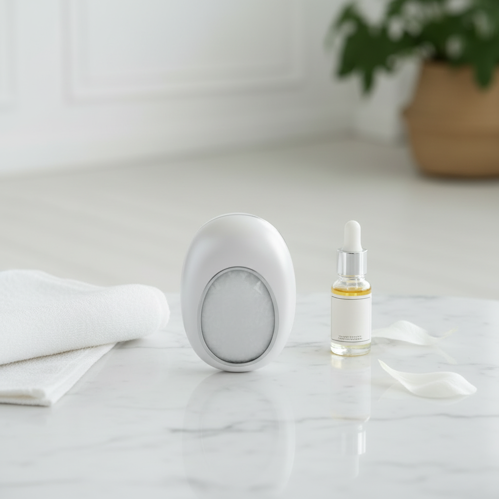 Épilateur gomme blanc sur marbre blanc